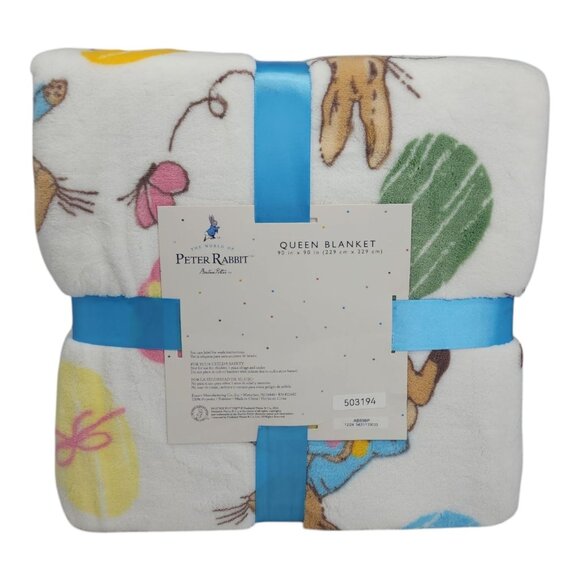 Peter Rabbit Queen Plush Blanket 90"X90" Family Sized Throw Polyester Easter - Picture 4 of 12